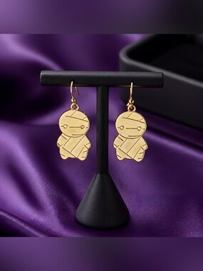 Mummy Charm Drop Earrings - hypoallergenic hooks